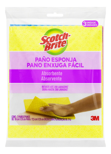 Pano para limpeza Scotch-Brite Pano variada 3 u