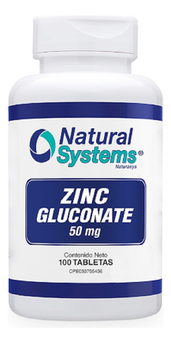 Gluconato De Zinc 50 Mg 100 Tabletas Natural Systems