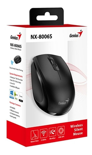 Imagen 3 de 4 de Mouse Genius Inalámbrico Silencioso Nx-8006s Usb 3 Botones
