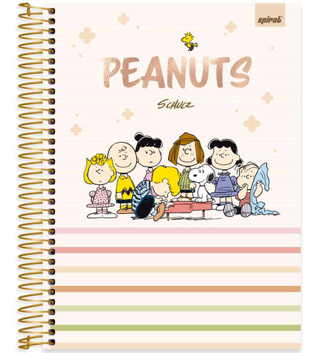 Caderno 10 Matérias Snoopy Pre 160 Fls Capa Dura Cor Bege