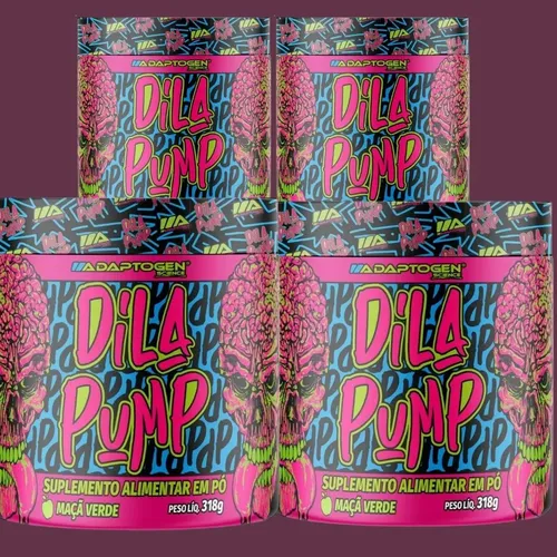 Pré Treino Sem Cafeína Dila Pump 318g Maçã Verde Adaptogen | Frete