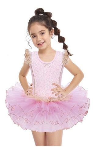 Imagem 1 de 5 de Vestido Infantil Bale Bailarina Flor Renda Saia Tutu Armada