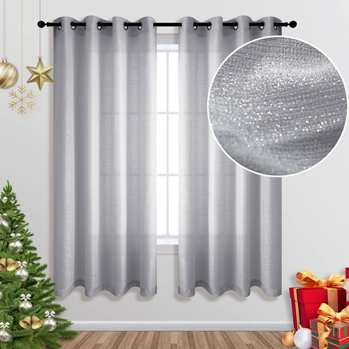 Cortinas Plateadas Para Ventana De Baño De 45 Pulgadas De La