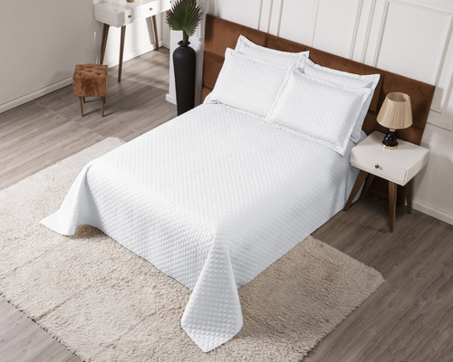 Cobre Leito Colcha Clean Queen 3 Peças Branco