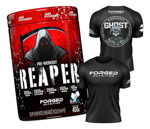 Pré Treino Reaper 450g + Camiseta Ghost Treino - Forged