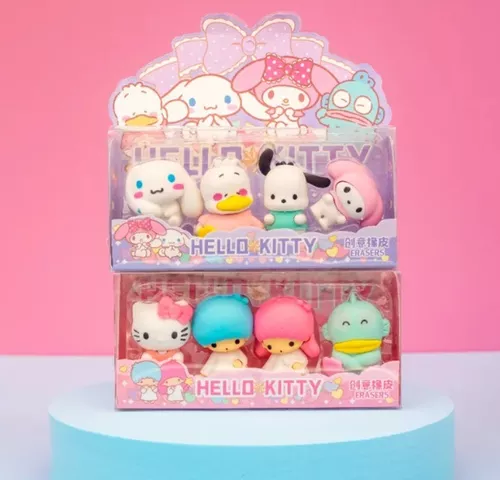 Kit Borracha Com 4 Personagens Sanrio Hello Kitty