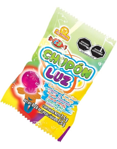 Caramelo Anillo Chupon Con Luz 24pz De 7.5g