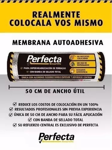 Imagen 2 de 7 de Membrana Autoadhesiva Perfecta Smartfix 50cm X 10 Metros