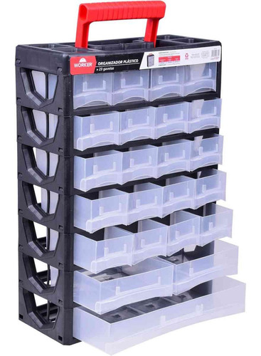 Organizador Plastico 23 Gavet 31,5x14x44,5cm Worker - 940755 Cor Preto