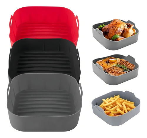 Forma Silicone Fritadeira Air Fryer Microonda Quadrado Alça