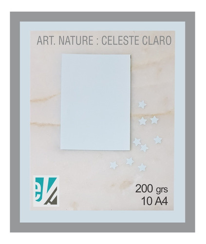 Art Nature : Pack X 10 Hojas A4 De 200 Gr: Color Celeste Cla