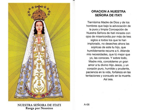 Estampas Virgen De Itati Con Oracion Tarjeta X 100 Santoral