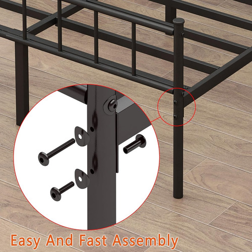 Base De Cama Diiyiv Matrimonial De Metal Color Negro