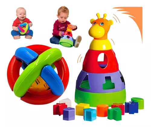 Brinquedo Infantil Educativo Didático Pedagógico Para Bebê 1 ano 2 anos 3  anos Kit Divertido Encaixar Peças