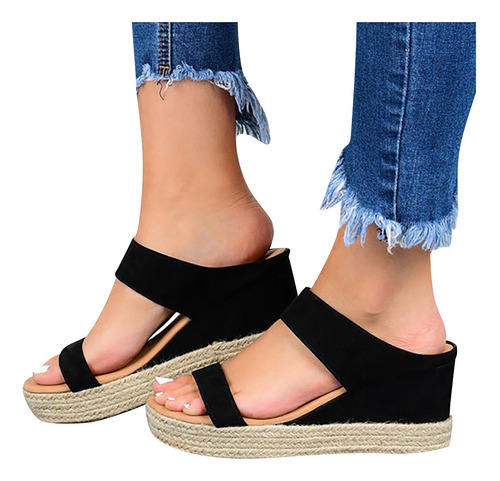 Zapatillas Para Mujer, Sandalias De Verano Con Punta Abierta
