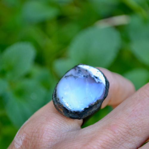 Imagen 2 de 8 de Anillo De Piedra Natural Agata, Cobre, Joyeria Contemporanea