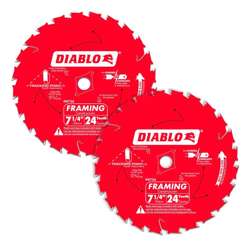 Disco De Sierra 7 1/4 24 Dientes Diablo D0724rvp X2u
