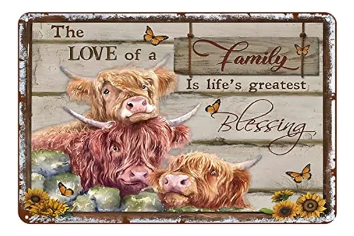 Gnelde Metal Sign Farm Highland Cows El Amor De Una Familia