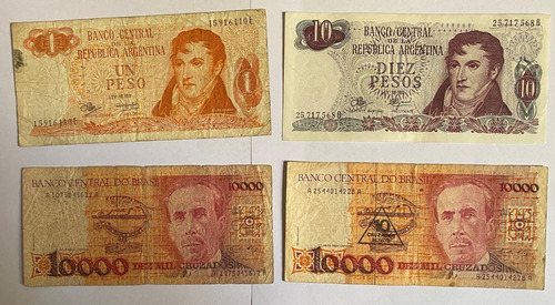4 Billetes De Brasil Y Argentina, Bl224