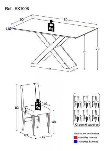 Conjunto Mesa De Jantar 6 Cadeiras Nairóbi Cinam/off/bege-ma Cor  Cinamomo/off White/bege 03