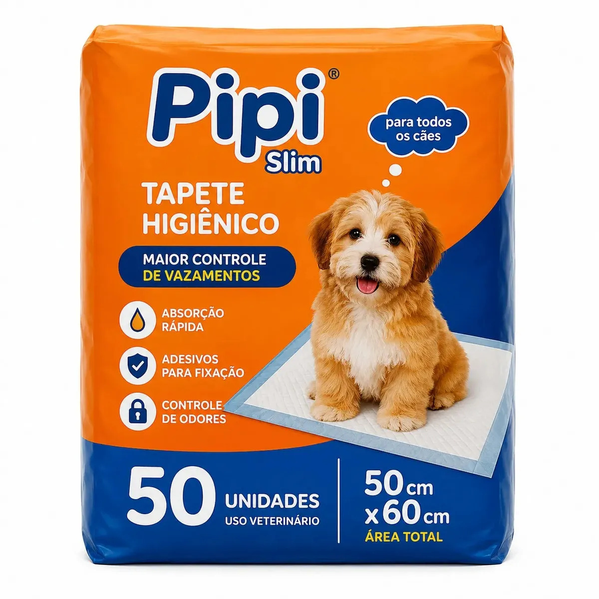 Tapete Higiênico para Cães Gatos Pets Manta Absorvente 50 Unidades 50x60 cm Absorção Rápida PawSoft Premium