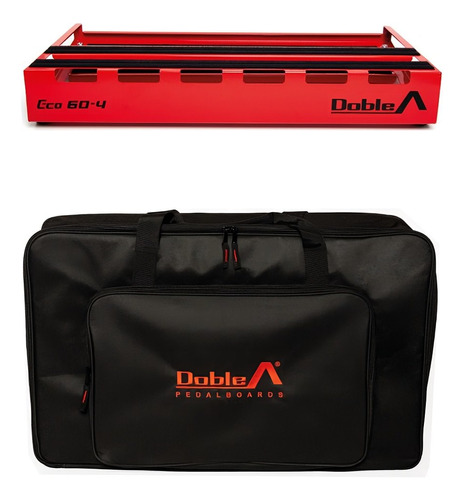 Pedalboard Doble A Eco 60-4 Roja Para 10 Pedales Bolso