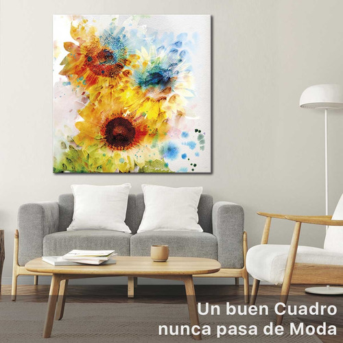 Cuadro Flor Girasol Flore Tipo Oleo Colores Moderno 60x60 C6