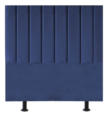 Cabeceira Estofada Cama Solteiro 90 Cm Sophia Carla Suede Cor Azul-marinho