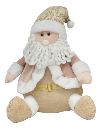 Boneco Barrigudo Boneco De Neve Decoração Natal 34cm Luxo Cor Rose-Dourado