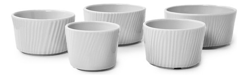 X 5 Cazuelas Dip Pote Apilable Porcelana Germer Dunas Color Gris