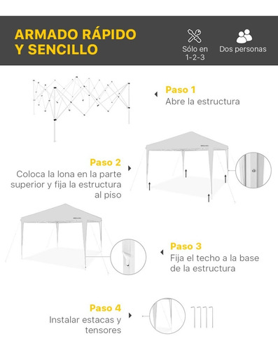 Imagen 6 de 10 de Toldo Retráctil 3x3 M Carpa Uso Rudo Serie Premium + Maleta