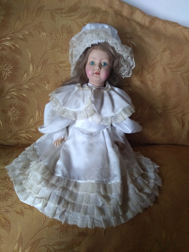 Muñeca Antigua De Porcelana Española Sellada Ry (Usado)