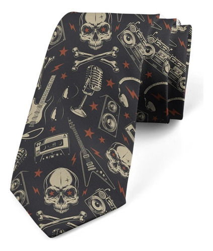 Corbata Diseño  Calaveras Rockero