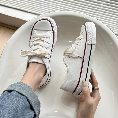 Zapatillas Casuales Transpirables De Lona Para Mujer Con Par