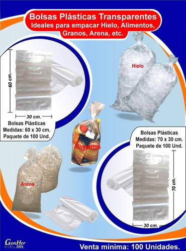 Bolsas Plásticas Para Hielo U Otros Medida 30×60