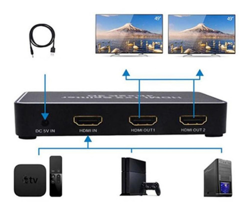 Imagen 2 de 10 de 1x2 Hdmi Switch Matriz Distribuidor 1 Entrada 2 Salida
