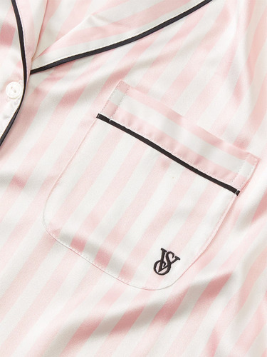 Pijama Mujer Victoria's Secret Conjunto Largo Negro Rosa