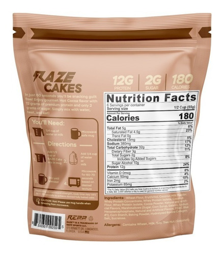 Raze Cakes Harina Para Hotcakes Con Proteina 6srv Con Sabor