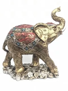 Figura Decorativa Elefante De La Abundancia Dolares 28 Cm