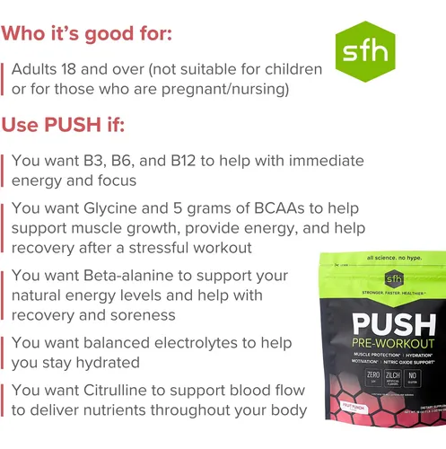 Sfh Push Pre-workout Powder (ponche De Frutas) Bcaa Para La