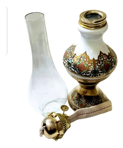 Lámpara De Aceite Retro De 44 Cm. Base Porcelana,usable (Usado)