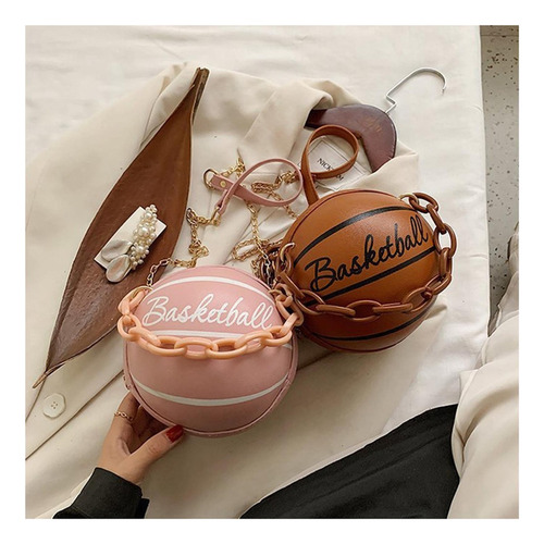 Bolso De Baloncesto Para Mujer, Cuero Redondo Gráfico Con