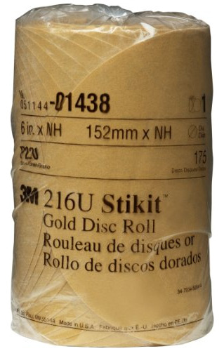 Stikit Gold 6  P220a Rollo Disco Lija 1 Dorado