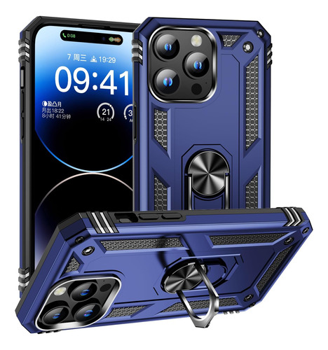 Funda Para iPhone 15 Pro Con Soporte Anillo Grado Militar -b