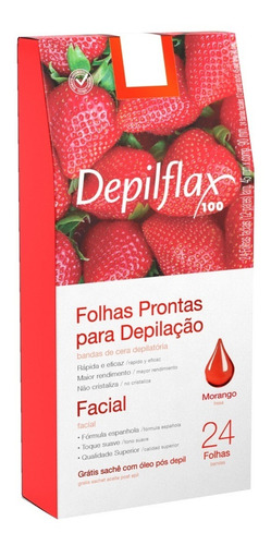 144 Folhas Prontas Facial Depilflax Morango Hortela Natural