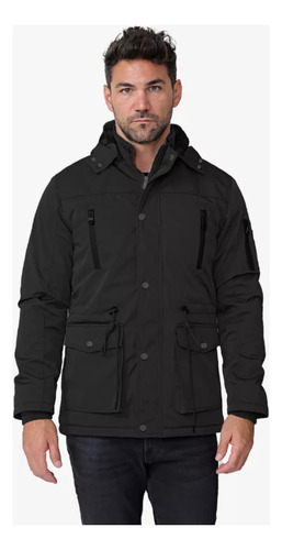 Parka Campera Nylon Con Piel Impermeable Hombre