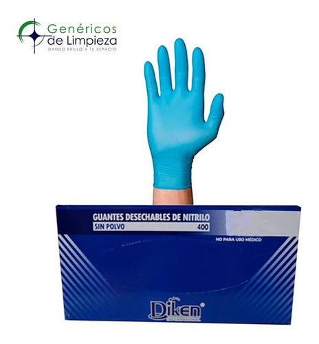 Imagen 1 de 1 de Guante De Nitrilo Azul Marca Diken Talla Grande Caja Con 100