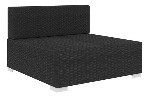 Asiento Intermedio Seccional Con Cojines De Ratán Negro Color Negro 2
