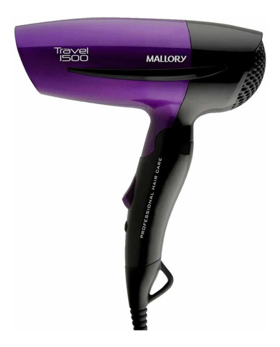 Secador de pelo Mallory Travel 1500 B90000350 negro y violeta 110 V/220 V