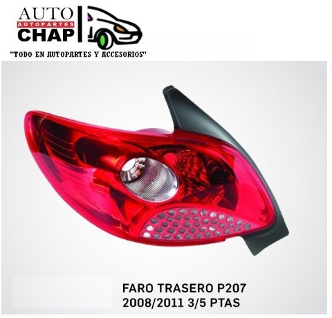 Faro Tras Peugeot 207 3/5 Ptas Retro Fume 2008 Al 2011